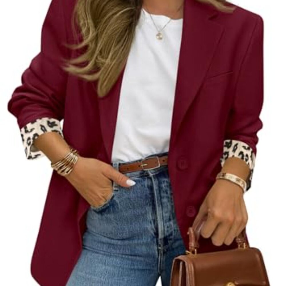 Leopard Print Lined Blazer Open Front Business Ca… - image 2